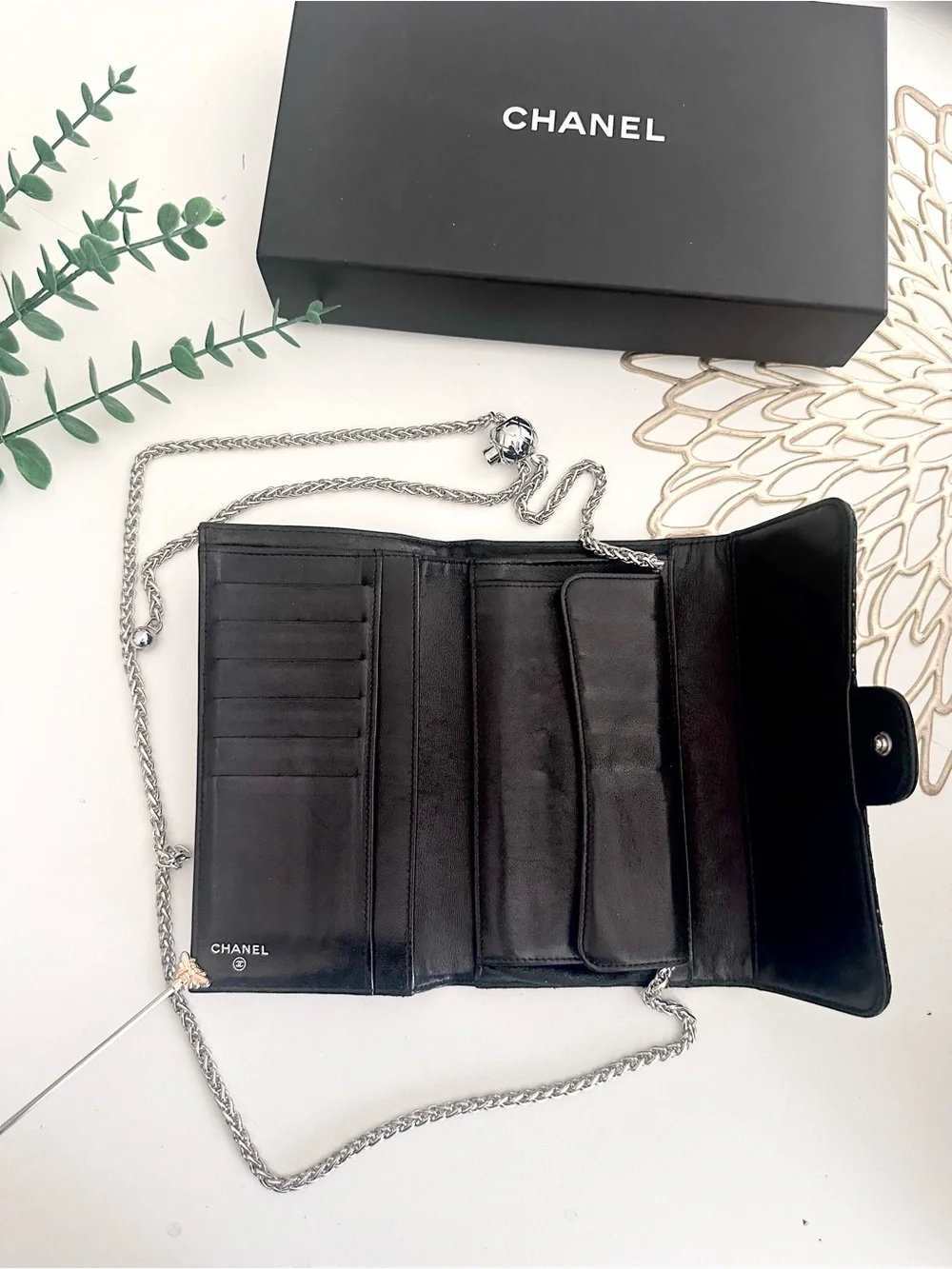 CHANEL Perforated Gusset Flap Wallet